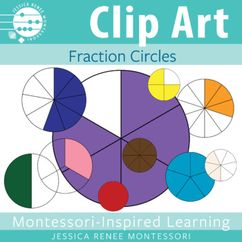 Preview of Montessori Math Clip Art: Simple Fractions, Fractions of a Whole, First Grade