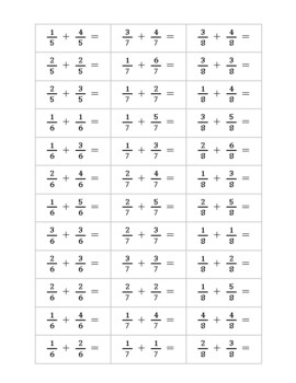 Preview of Montessori Fraction Equations (Addition)