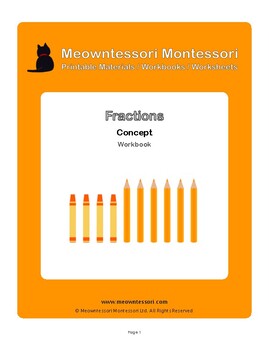 Preview of Montessori Fractions (Concept) Workbook
