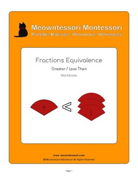 Preview of Montessori Fractions Greater Less Than Upper El. Workbook
