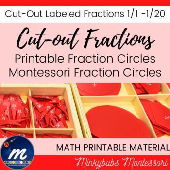 Preview of Montessori Fractions Print Your Own Fraction Circles Material 1/1 to 1/20 