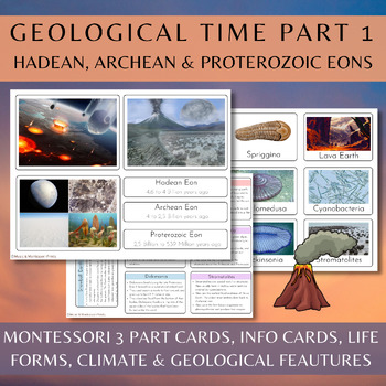 Preview of Montessori Geological Time Work Part 1/Hadean, Archean + Proterozoic Eons