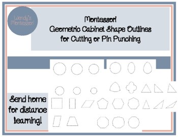 Preview of Montessori Geometric Cabinet Cutting or Pin Punching Sheets October Freebie