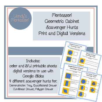 Preview of Montessori Geometric Cabinet Scavenger Hunts Printable and Digital Versions