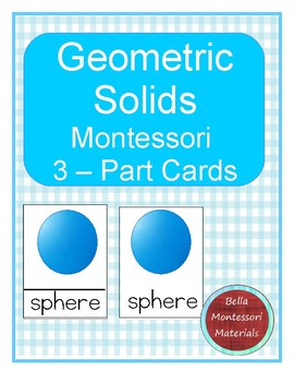 Montessori Geometric Solids 3 Parts Cards 