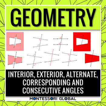 Preview of Montessori Geometry | Relationship of Angles | 2 Line | Google Slide | Boom Card