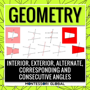 Preview of Montessori Geometry | Relationship of Angles | 2 Lines | PowerPoint | Boom Cards