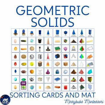 Preview of Montessori Geometry Solids Sorting Cards and Mat 80 Cards