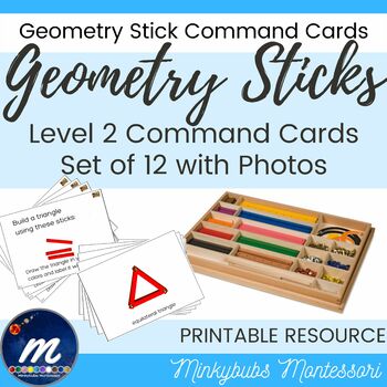Preview of Montessori Geometry Sticks Command Cards Build Name Types of Triangles Level 2