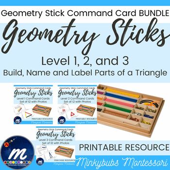 Preview of Montessori Geometry Sticks Command Cards Triangle Bundle
