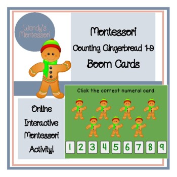 Preview of Montessori Gingerbread Counting 1-9 Boom Cards