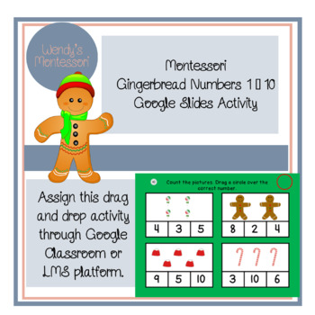 Preview of Montessori Gingerbread Numbers 1-10 Google Slides Digital Activity
