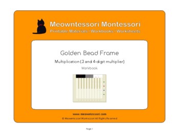 Preview of Montessori Golden Bead Frame Multiplication with 3 4-digit Multiplier Workbook