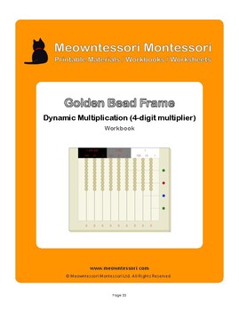 Preview of Montessori Golden Bead Frame Multiplication with 4-digit Multiplier Workbook