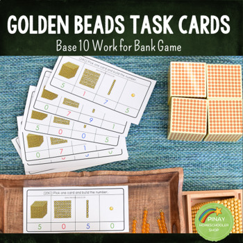 Preview of Montessori Golden Beads (Base 10 ) Task Cards