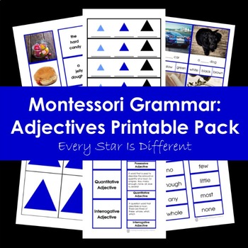 Preview of Montessori Grammar: Adjectives Printable Pack