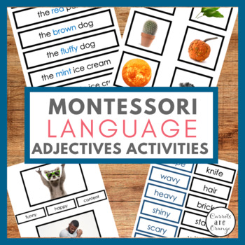 Preview of Montessori Grammar Adjectives Worksheets and Activities