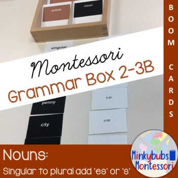 Preview of Montessori Grammar Box 2-3B BOOM Singular Plural Nouns Add 'es' 's' Parts Speech