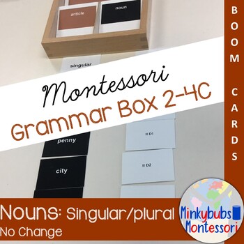 Preview of Montessori Grammar Box 2-4C BOOM Singular Plural NO Change Virtual Grammar