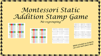 Preview of Montessori Stamp Game Static Addition