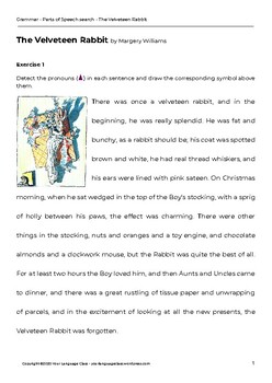 Preview of Montessori Grammar - Parts of Speech Search - The Velveteen Rabbit