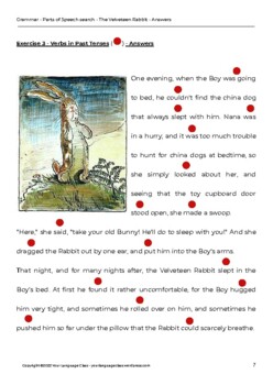 Preview of Montessori Grammar - Parts of Speech Search - The Velveteen Rabbit - Answers