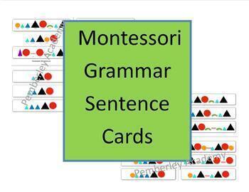 Preview of Montessori Grammar Sentence Strips Cards (34 sentences!) + bonus word lists