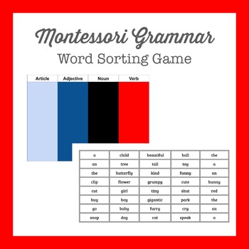 Preview of Montessori Grammar Sorting Game