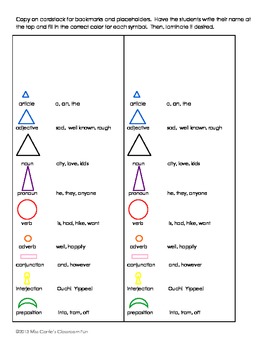 Preview of Montessori Grammar Symbol Bookmark (FREE)- Color Me!