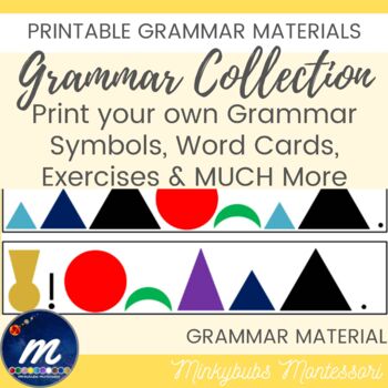Preview of Montessori Grammar Symbols, Charts, and Cards Sets including Materials Analysis