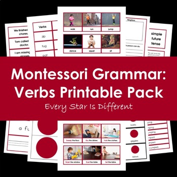 Preview of Montessori Grammar: Verbs Printable Pack