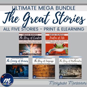 Preview of Montessori Great Stories ULTIMATE MEGA Bundle ALL Printable and Digital Editions