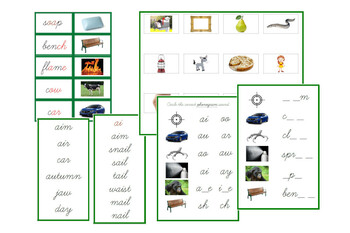 Preview of Montessori Green Phonogram Language Series Bundle (Cursive)