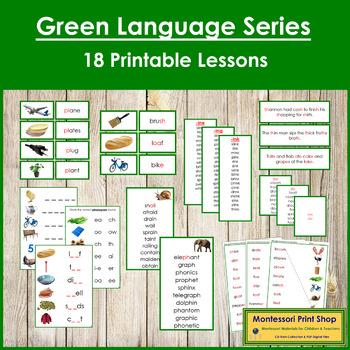 Preview of Montessori Green Phonogram Language Series Bundle (PHOTOS) - Phonics