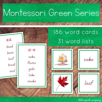 The Green Series Reading Phrases Strips Montessori Deluxe Set 24 Strips 