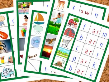Preview of Montessori Green Series Pictures and letters
