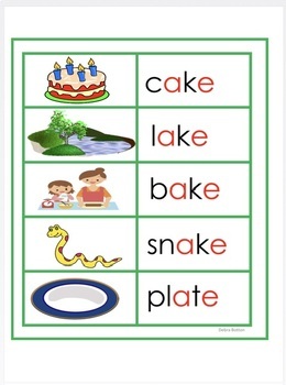 Preview of Montessori Green Series - a-e,i-e,o-e,u-e,e-e,y Word and Picture
