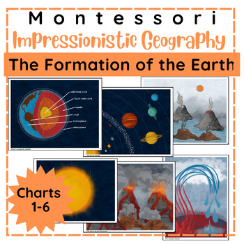 Preview of Montessori Impressionistic Geography Charts 1-6: First Great Lesson Charts
