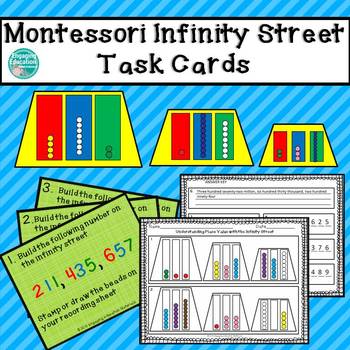 Preview of Montessori Infinity Street, Task Cards, & Recording Sheet