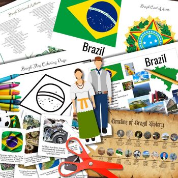 Preview of Montessori-Inspired BRAZIL Info Poster, History Timeline, Fun Facts & Flag