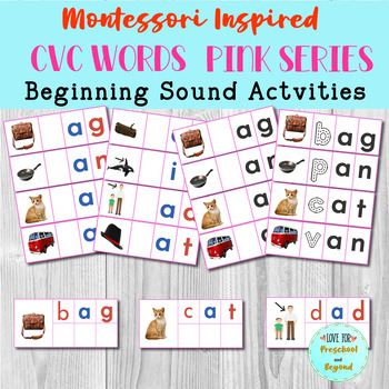 Montessori Inspired CVC Words Pink Series Beginning Sound Activities