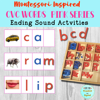 Montessori Inspired CVC Words Pink Series Ending Sound Activities