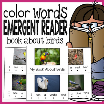 Preview of Color Words Emergent Reader Book - My Book About Birds