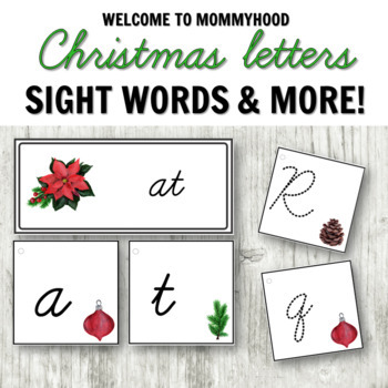 Preview of Montessori Inspired Cursive Christmas Letter Cards and Sight Words