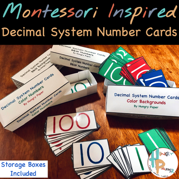 Preview of Montessori Inspired Decimal System Number Cards w/ Storage Boxes