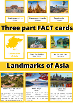 Preview of Montessori Inspired Landmarks of Asia 3 Part Fact Cards