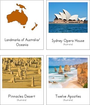 Montessori Knowing Australia 3 Parts Cards with Miniatures 