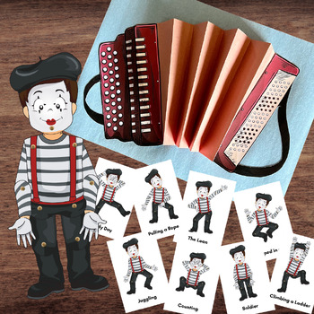 Preview of Montessori-Inspired Mimic the Mime Matching Activity & Accordion Craft