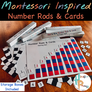 Preview of Montessori Inspired Number Rods & Cards w/ Storage Boxes