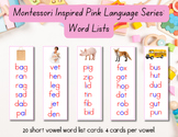 Montessori Inspired Pink Reading Series- CVC Word Lists an